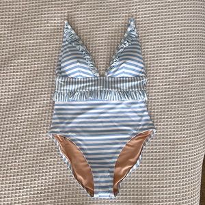 J Crew women’s one-piece striped bathing suit, Size 8